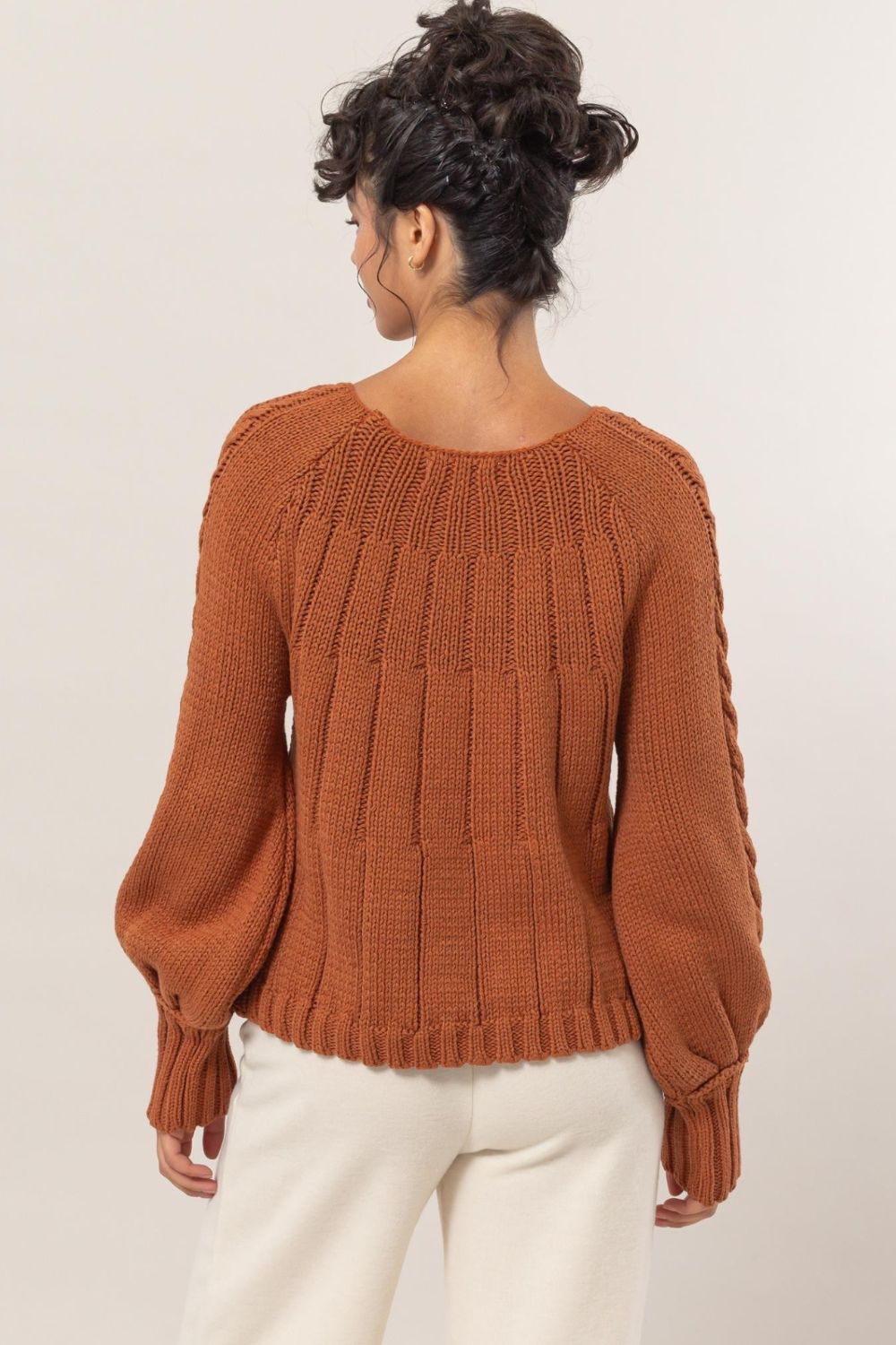 HYFVE Cable-Knit Round Neck Raglan Sleeve Sweater - Brittney MADE