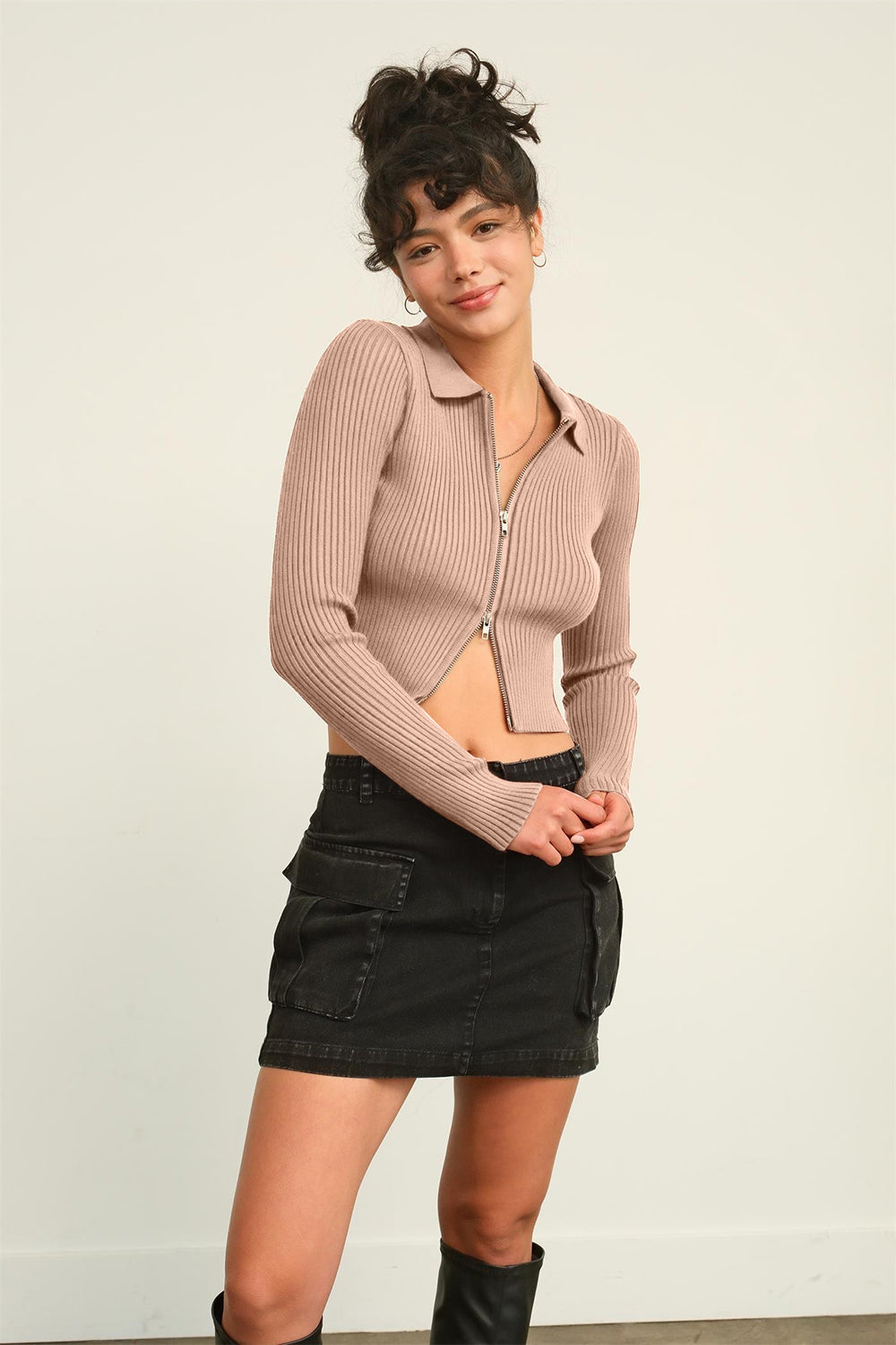 HYFVE Ribbed Double Zip Cropped Cardigan - Brittney MADE