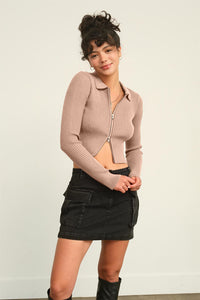 HYFVE Ribbed Double Zip Cropped Cardigan - Brittney MADE