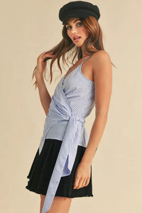 Aemi + Co Side Knotted Surplice Striped Cami - Brittney MADE