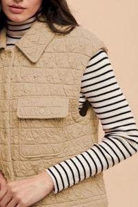 Annie Wear Texture Quilted Snap Down Vest Coat - Brittney MADE
