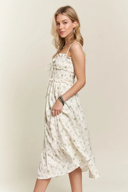 ADORA Smocked Floral Sweetheart Neck Cami Dress - Brittney MADE