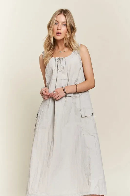 ADORA Drawstring Slit Back Cargo Dress - Brittney MADE