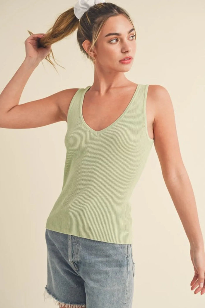 Aemi + Co Ribbed Wide Strap Knit Tank - Brittney MADE