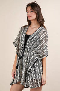 VERY J Striped Poncho Boho Cardigan - Brittney MADE
