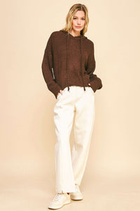 Davi & Dani Drop Shoulder Long Sleeve Hooded Sweater - Brittney MADE