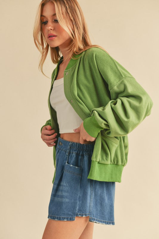 Aemi + Co Snap Down Drop Shoulder Brushed Jacket - Brittney MADE