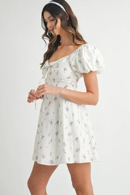 MABLE Floral Print Puff Sleeve Mini Dress - Brittney MADE