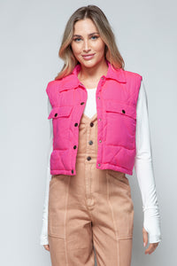 Snobbish Snap Down Quilted Crop Vest - Brittney MADE