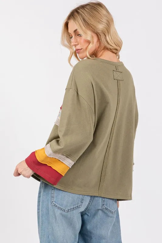 SAGE + FIG French Terry Color Block T-Shirt - Brittney MADE