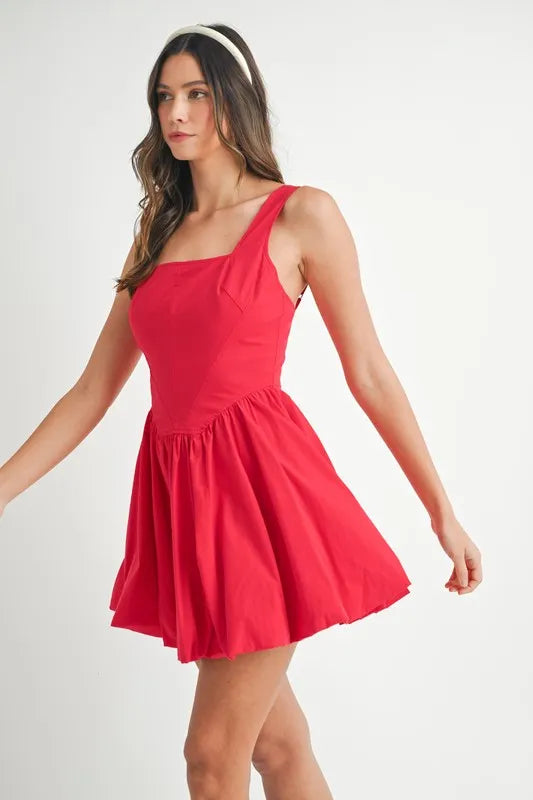 MABLE Poplin Square Neckline Bubble Mini Dress - Brittney MADE