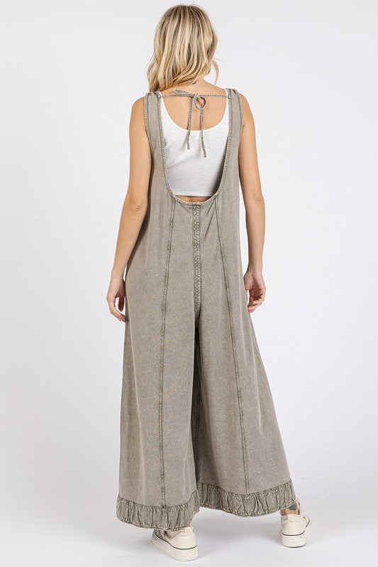 Mittoshop Ruffled Hem Wide Leg Overalls with Pockets - Brittney MADE