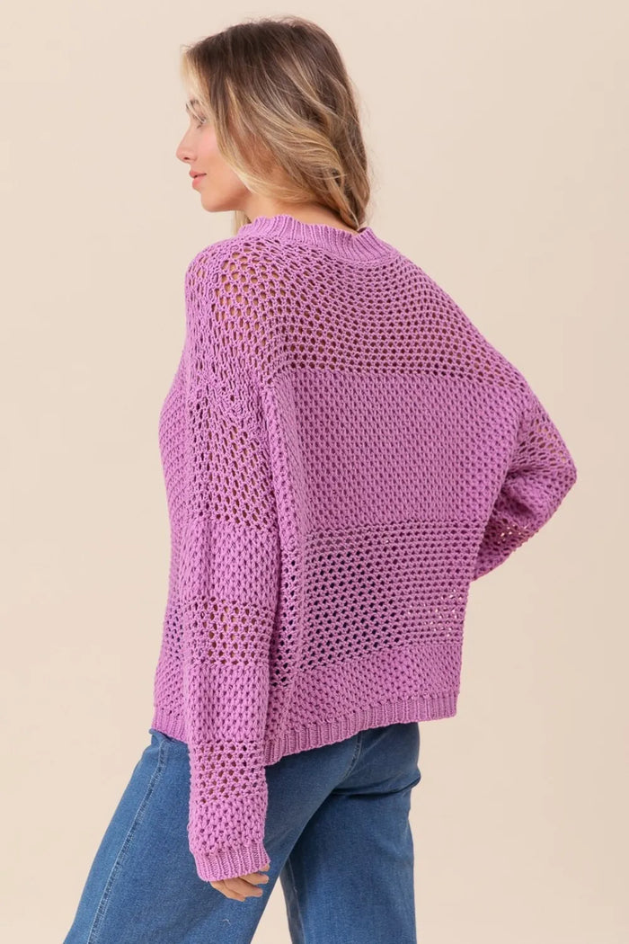 BiBi Openwork Long Sleeve Knit Top - Brittney MADE