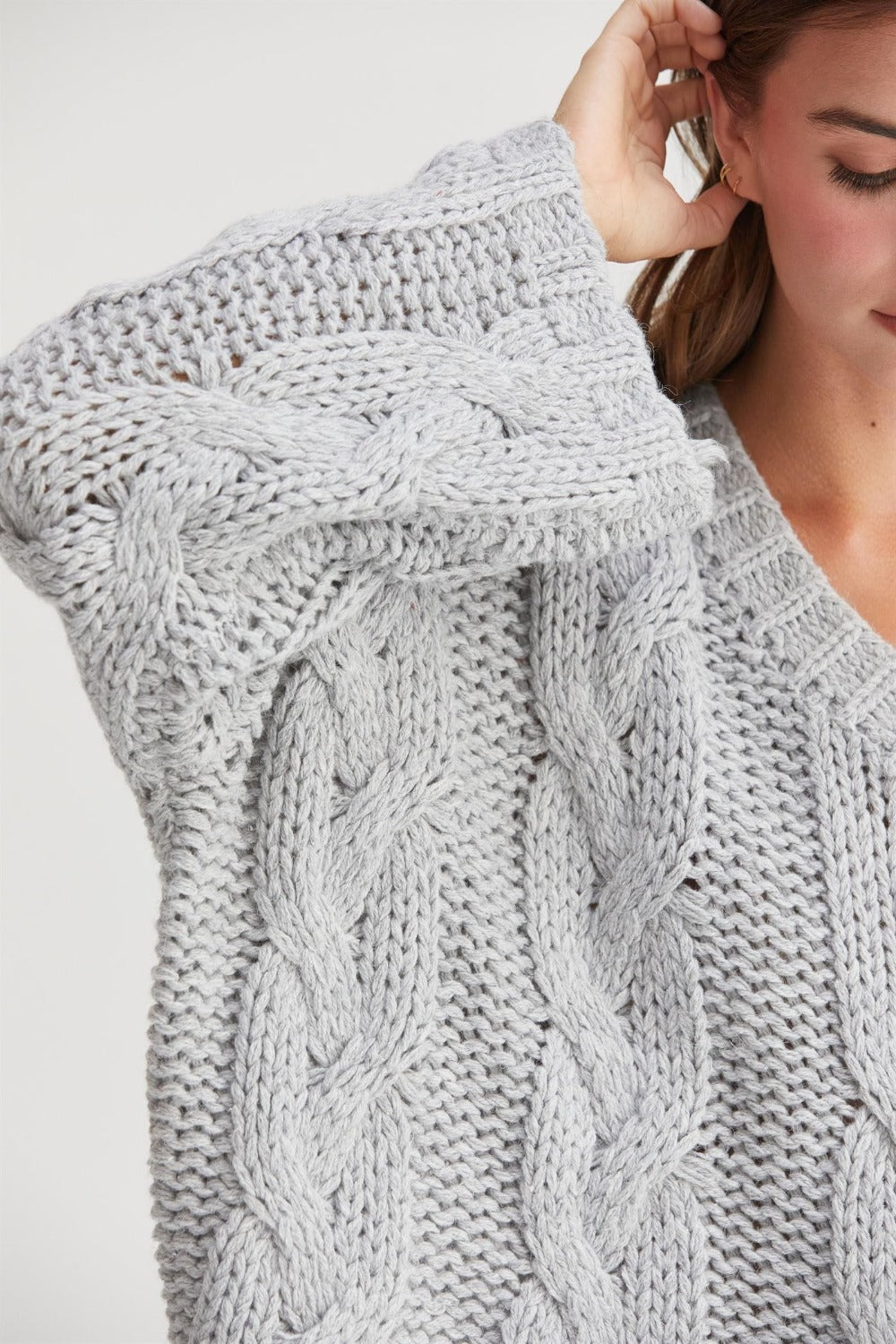 HYFVE Cable Knit V-Neck Sweater - Brittney MADE