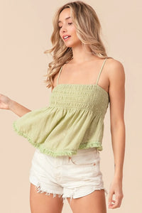 BiBi Fringed Hem Smocked Cami - Brittney MADE