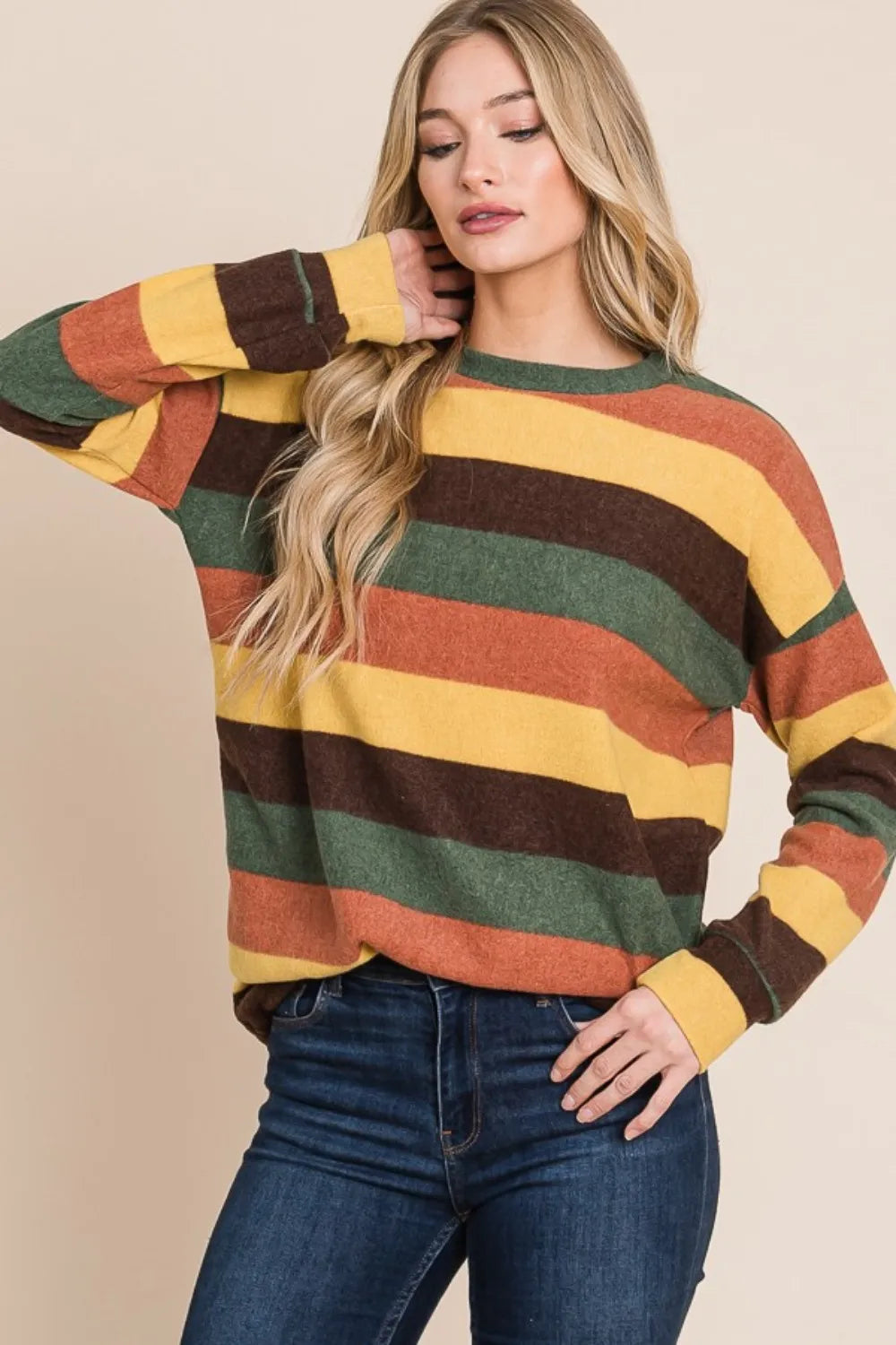 BOMBOM Multi-Color Striped Knit Top - Brittney MADE