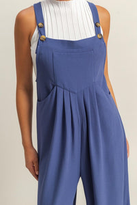HYFVE Pleated Detail Front Pocket Wide Strap Overalls - Brittney MADE