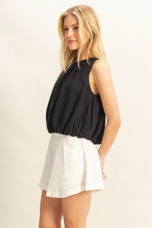 HYFVE Bubble Hem Round Neck Sleeveless Blouse - Brittney MADE