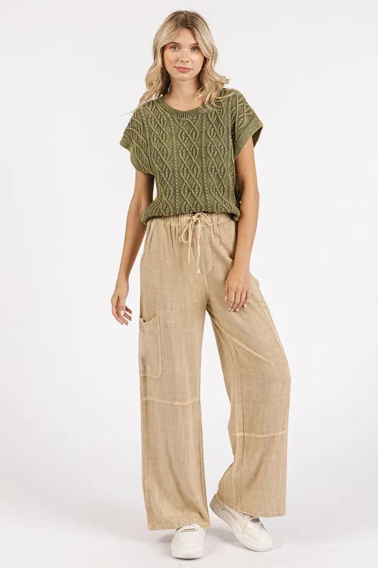 Mittoshop Mineral Wash Drawstring Elastic Waist Pants - Brittney MADE