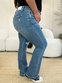 Judy Blue Full Size Mid Rise Destroyed Hem Distressed Jeans - Brittney MADE