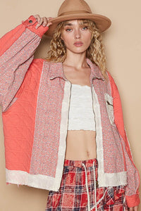 POL Floral Patchwork Zip Up Long Sleeve Jacket - Brittney MADE