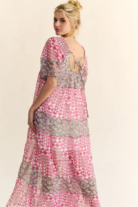 Davi & Dani Multi Floral Square Neck Puff Sleeve Maxi Dress - Brittney MADE