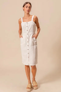 SO ME Button Down Pocket Front Pinafore Dress - Brittney MADE