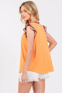 Ces Femme Contrast Striped Sleeveless Round Neck Top - Brittney MADE