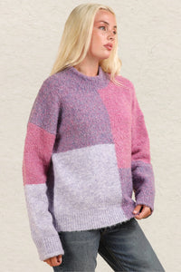 VERY J Color Block Mock Neck Drop Shoulder Sweater - Brittney MADE