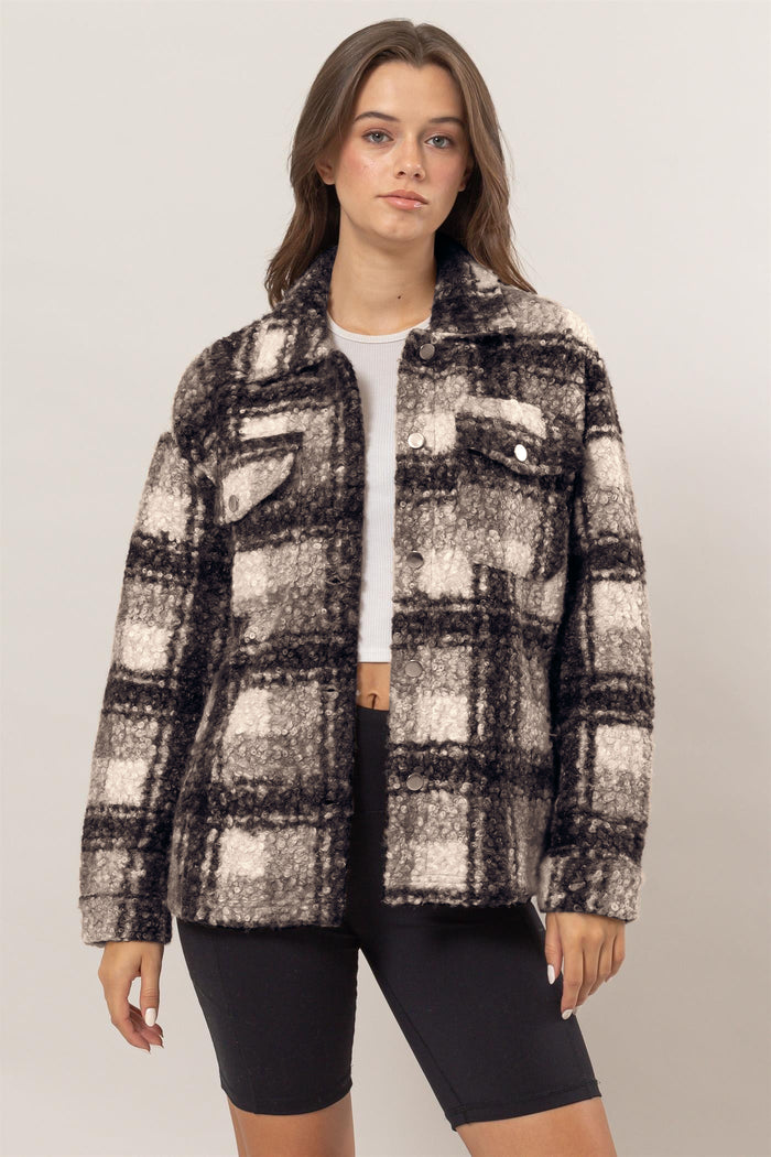 HYFVE Plaid Button Up Boucle Jacket - Brittney MADE