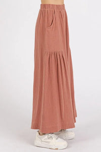 Mittoshop Gauze Elastic Waist Pleated Wide Leg Pants - Brittney MADE