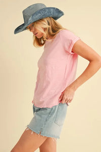 Aemi + Co Lettuce Edge Round Neck Short Sleeve T-Shirt - Brittney MADE