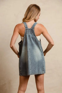 BiBi Washed Adjustable Strap Denim Overall Dress - Brittney MADE