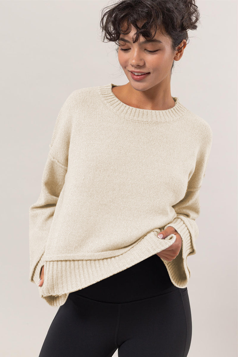 HYFVE Round Neck Dropped Shoulder Ribbed Sweater - Brittney MADE