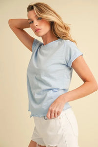 Aemi + Co Lettuce Edge Round Neck Short Sleeve T-Shirt - Brittney MADE
