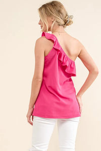 And The Why Ruffle One Shoulder Sleeveless Tank Top - Brittney MADE