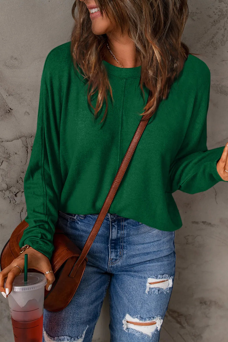 Double Take Full Size Round Neck Long Sleeve T-Shirt - Brittney MADE