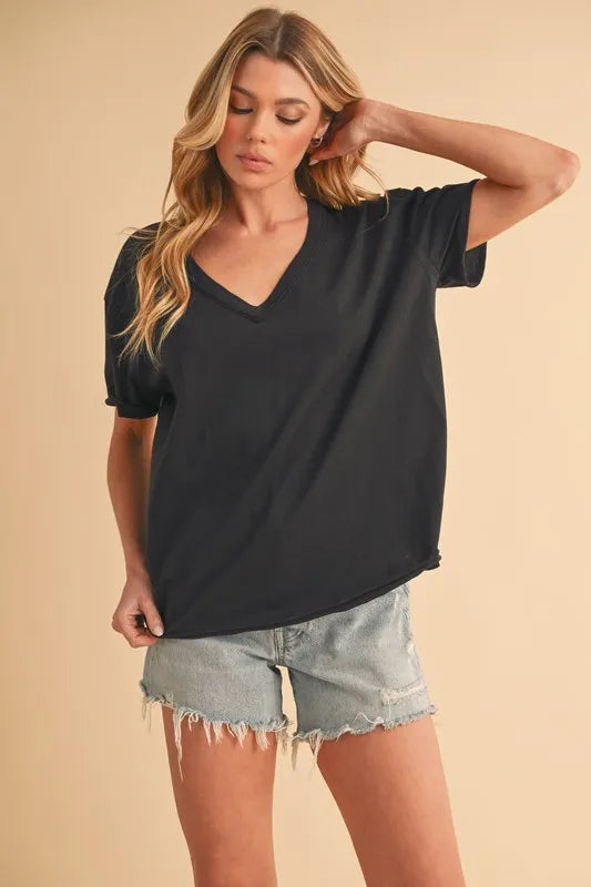 Aemi+Co V-Neck Short Sleeve T-Shirt - Brittney MADE