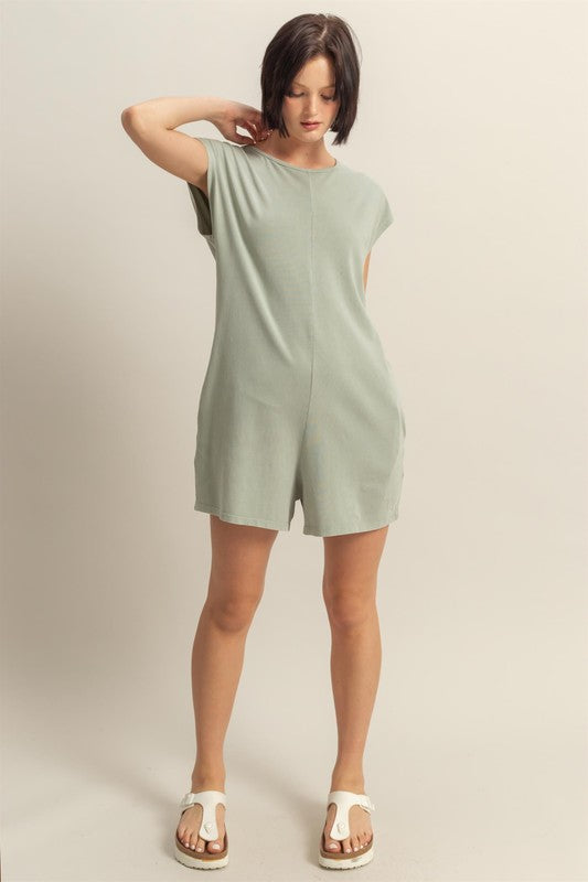 HYFVE Round Neck Cap Sleeve Relaxed Fit Breezy Romper - Brittney MADE