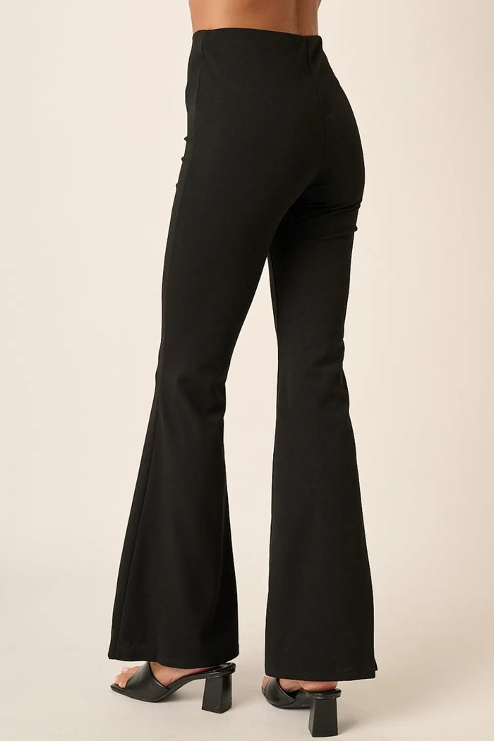 Mittoshop Crepe Knit Elastic Waist Flare Leg Pants - Brittney MADE