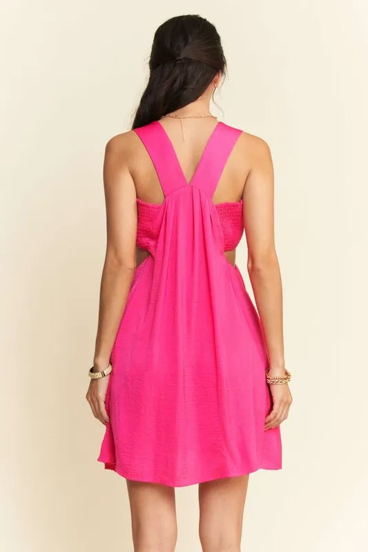 Davi & Dani Washed Satin Cutout Skirt Bandeau Mini Dress - Brittney MADE