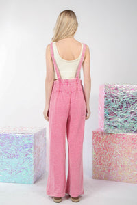 VERY J Texture Washed Wide Leg Overalls - Brittney MADE