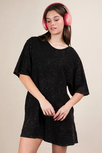 VERY J Mineral Washed Oversized Knit Comfy Romper - Brittney MADE