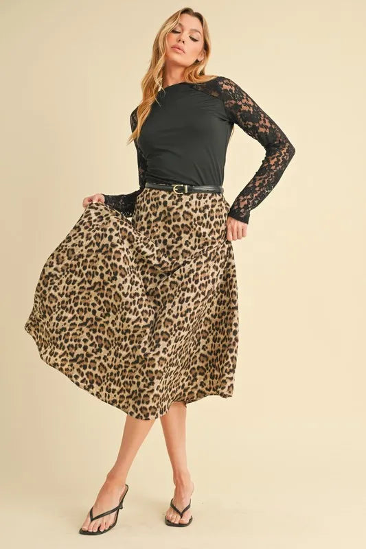 Aemi+Co Leopard Midi Skirt - Brittney MADE