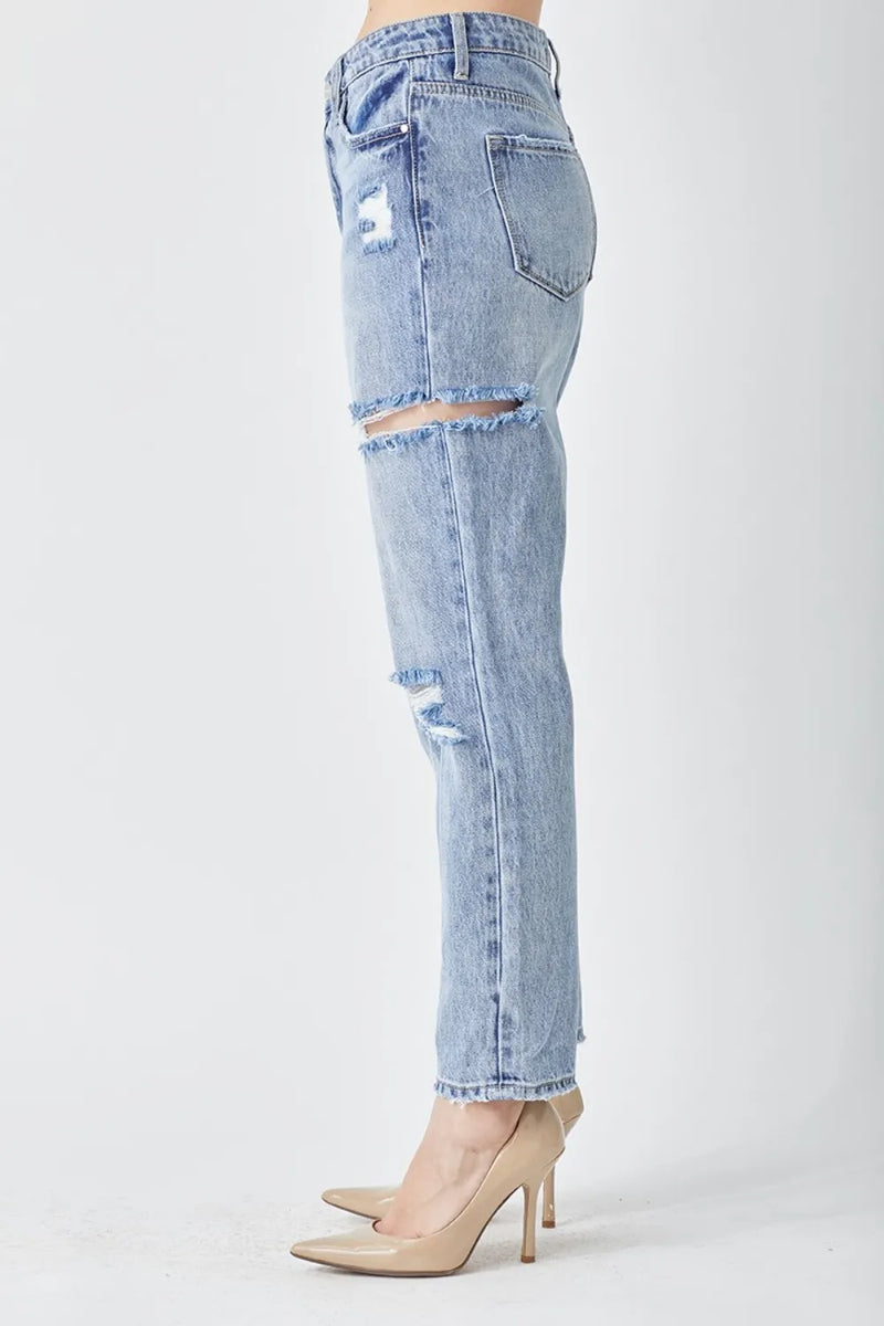 RISEN Distressed Slim Cropped Jeans - Brittney MADE