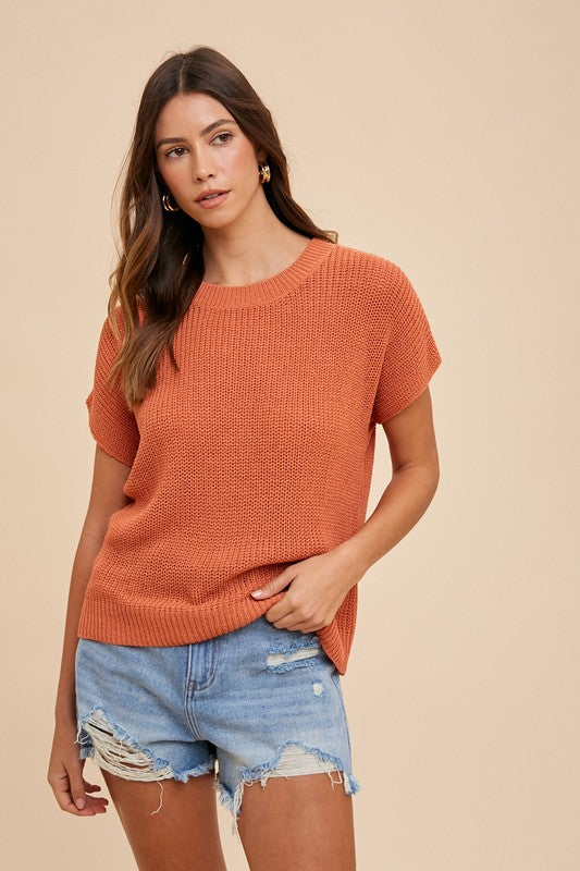 Annie Wear Round Neck Short Sleeve Sweater - Brittney MADE