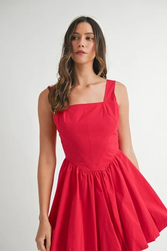 MABLE Poplin Square Neckline Bubble Mini Dress - Brittney MADE