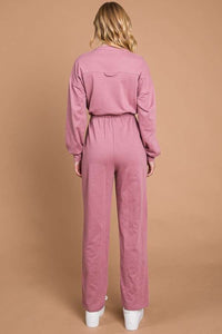 Culture Code Full Size Button Up Drawstring Waist Straight Jumpsuit - Brittney MADE