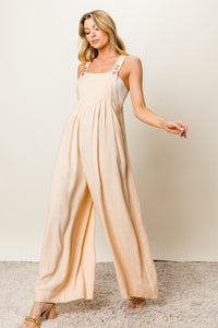 BiBi Texture Sleeveless Wide Leg Jumpsuit - Brittney MADE