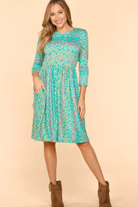 Haptics Round Neck Floral Dress with Pockets - Brittney MADE